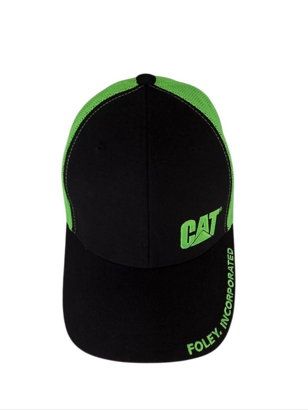 Caterpillar Black & Neon Green Mesh Trucker Cap